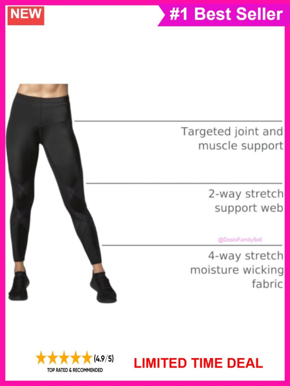 Stabilyx Mid Rise Compression Tights Running Recovery - Picture 4 of 6